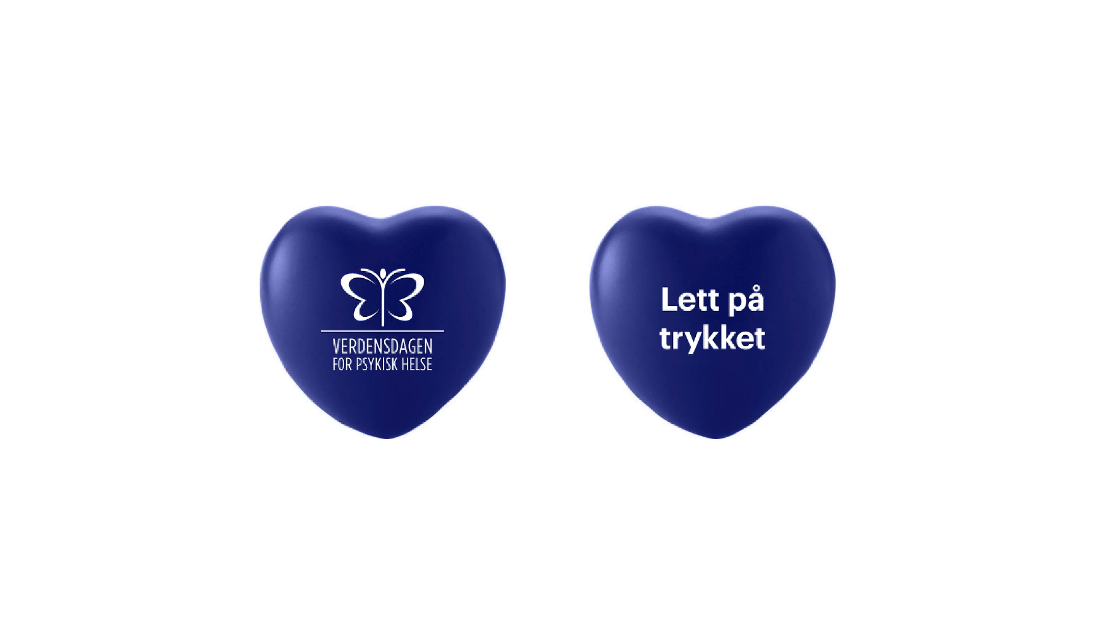Bilde av hjerteformede stresshjerter med logo fra Verdensdagen for psykisk helse
